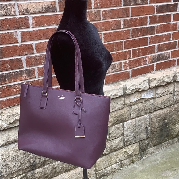 plum handbag leather